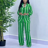 African Fashion Stripe Two Piece Set
