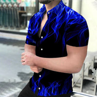 3D Flame Breathable Short Sleeve Shirt