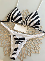 High Waist Sexy Thong Zebra Print Bikini Set