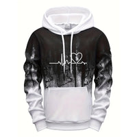 Mens Tracksuit Print Splash-ink Hooded Sweatshirts Streetwear Daily Casual Sports Jogging Mens Clothing Single Piece Tops Pants