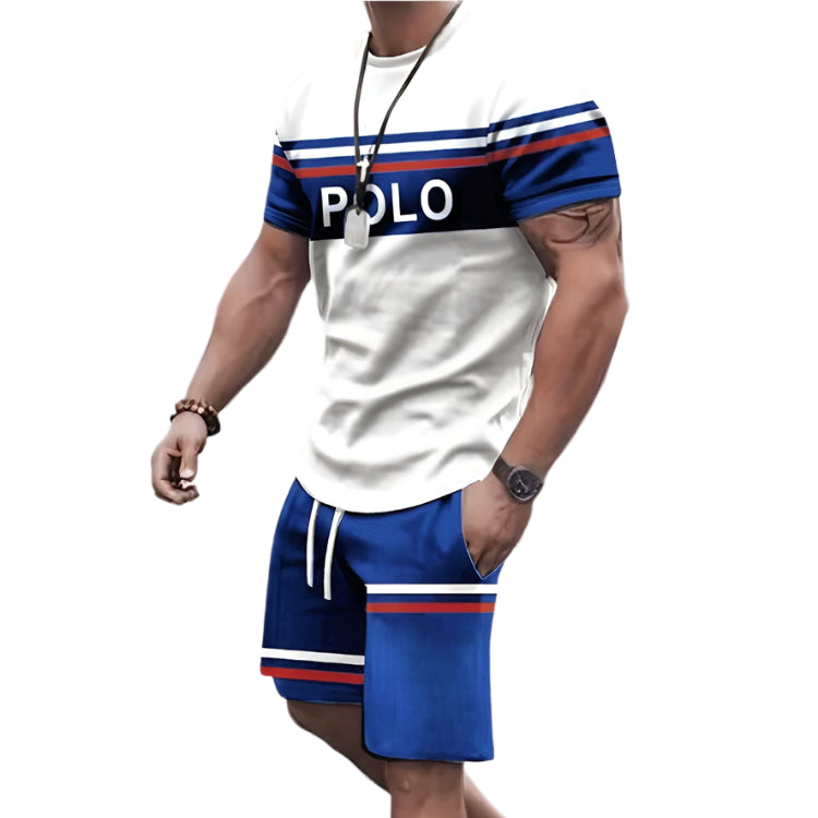 Men's Polo 3D Print Shorts Set