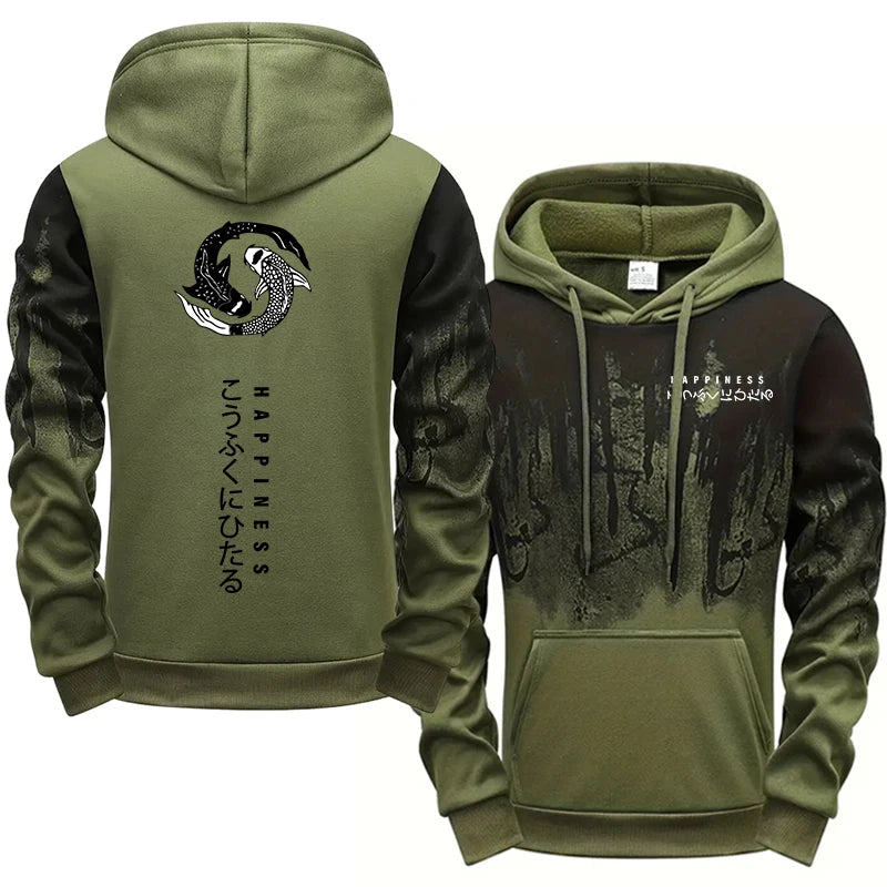 Casual Mens Tracksuit Printed Splash-ink Hooded Sweatshirts Outdoors Sports Jogging Mens Clothing Street Single Piece Tops Pants