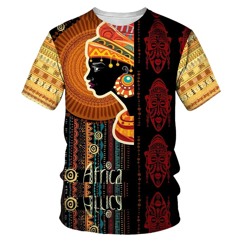 African Dance Pattern T-Shirt For Men Women Retro Trend 3D Printed Tee Summer Casual O-Neck Tops Short Sleeve Oversized T Shirts