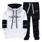 Mens Tracksuit Print Casual Sweatshirts Sportswear Outdoors Sports Jogging Mens Clothing Single Piece Hoodie Pants Korean Style