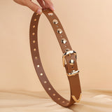 Women Studded Leather Belt Fashion Punk Style Ladies Belts for Jeans Dress Adjustable Waist Belt Rivet Decor