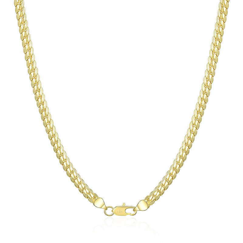 18K Gold/Silver Color 6mm Full Sideways Necklace 8/18/20/24 Inch