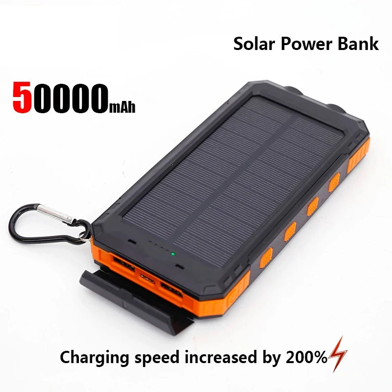 Brand-New 200000mAh Solar Power Bank Portable Large Capacity Charger Compatible with IOS Android USB-A and USB-C Fast Charging
