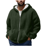 Men's Winter Zipper Hooded Fleece Sweatshirt with Pocket