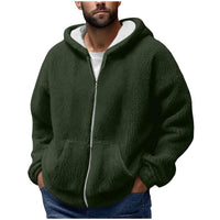 Men's Winter Zipper Hooded Fleece Sweatshirt with Pocket