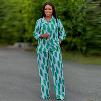 African Fashion Stripe Two Piece Set