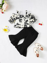 2 Pcs Floral One Shoulder Top+ Pant Set