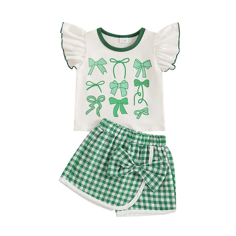 3Pcs Plaid Shirt Denim Overalls Bowtie Set