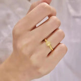 24K Real Gold Square Sugar Citrine Ring for Ladies