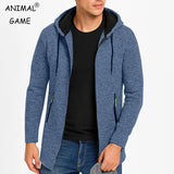Men Zipper Long Sleeve Casual Hoodie