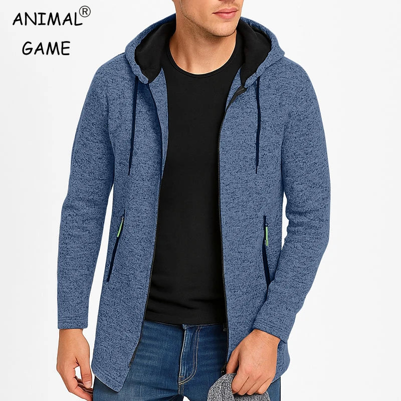Men Zipper Long Sleeve Casual Hoodie