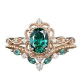 Classic Rose Gold Emerald Pair Ring for Women