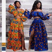 Afro Women 2-piece Set Lady Full Sleeve Shoulder Off