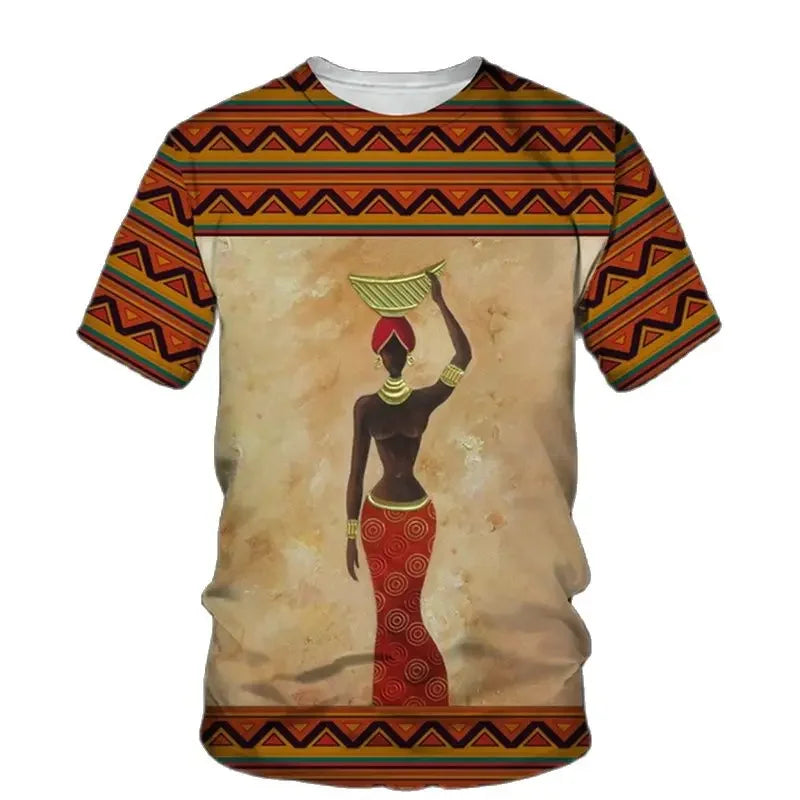 African Dance Pattern T-Shirt For Men Women Retro Trend 3D Printed Tee Summer Casual O-Neck Tops Short Sleeve Oversized T Shirts