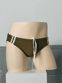 Men Striped Swim Surf Board Shorts