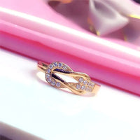 14K Rose Gold Inlaid Gemstone Rings For Women
