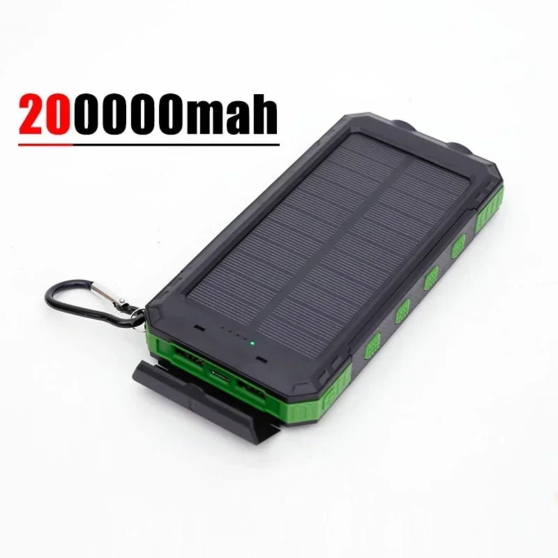 200000mAh Solar Power Bank Portable Large Capacity Charger Compatible with IOS Android USB-A And USB-C Fast Charging