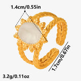 Elegant Ring Enamel Stainless Steel Rings For Women Men Accessories Flower Plant Jewelry Real Gold