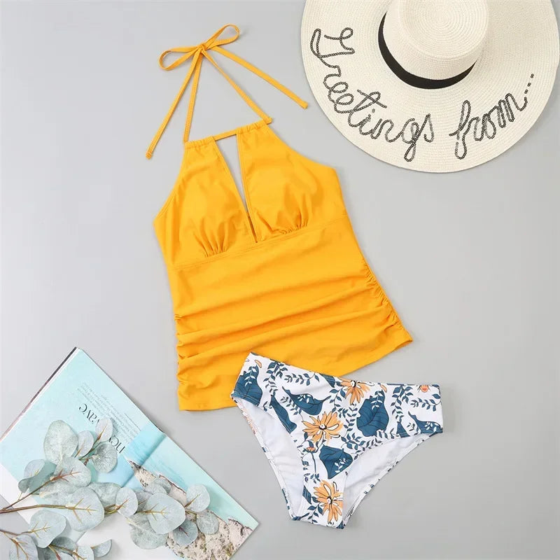 V Neck Women Lace Up Swimwear Suit