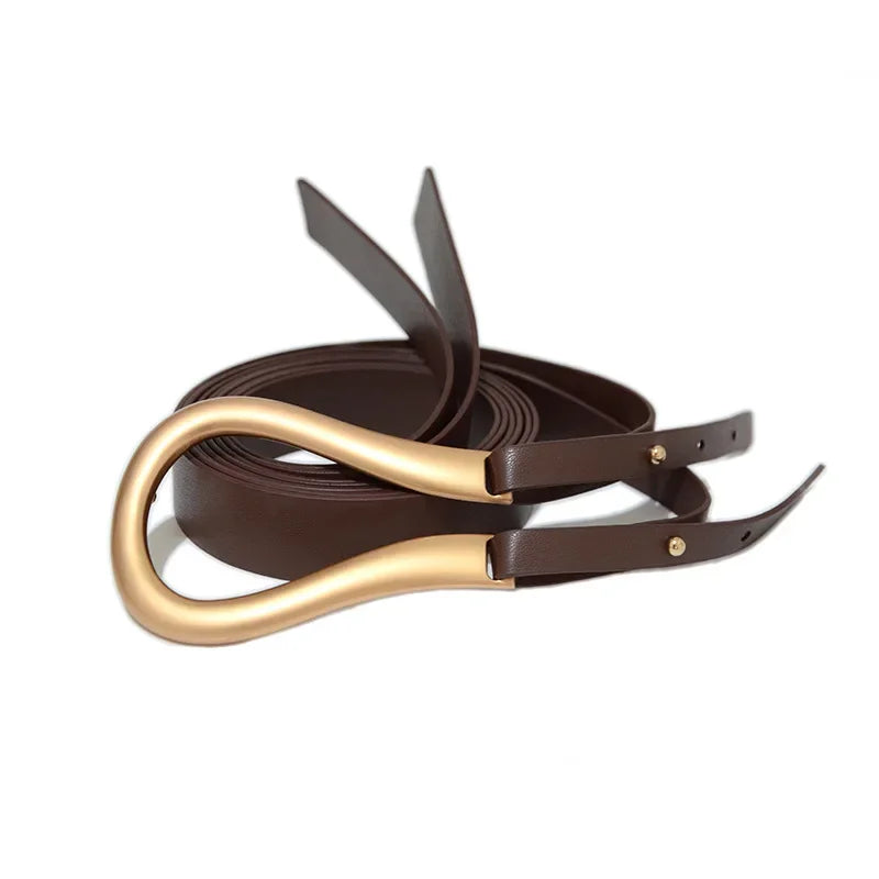 Belts Women Dress Skinny Solid Leather Double Wrap Belt