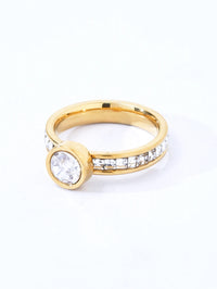 18K Gold-Plated Full Of Diamonds Geometric Round Ring Female