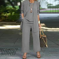 Casual O Neck Vest Cardigan Three Piece Set