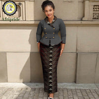 African Clothes for Women Double Breasted Blazer and High Waist Print Skirts 2 Piece Set Outfits Elegant Dashiki Outfits 2526070