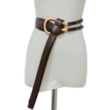 Belts Women Dress Skinny Solid Leather Double Wrap Belt