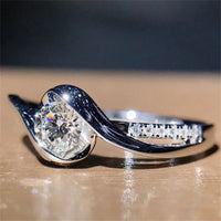Sparkling 9 Women Shinning White Sapphire Wedding Ring Cubic Zirconia Jewelry Gifts Size 6-10