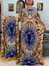 African Dresses For Women 2025 Floral Cotton Loose Femme Robe O-neck Muslim Islam Abaya Sets With 160x80cm Shawl Hijabs Scarf