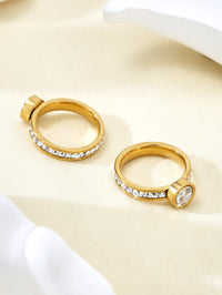 18K Gold-Plated Full Of Diamonds Geometric Round Ring Female