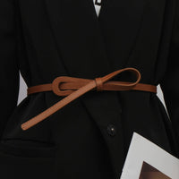 Thin Knotted Belts for Women Belt Lady Waist Band Soft Leather Waist Belt Solid Color Strap Dress Coat  Accessories Luxury