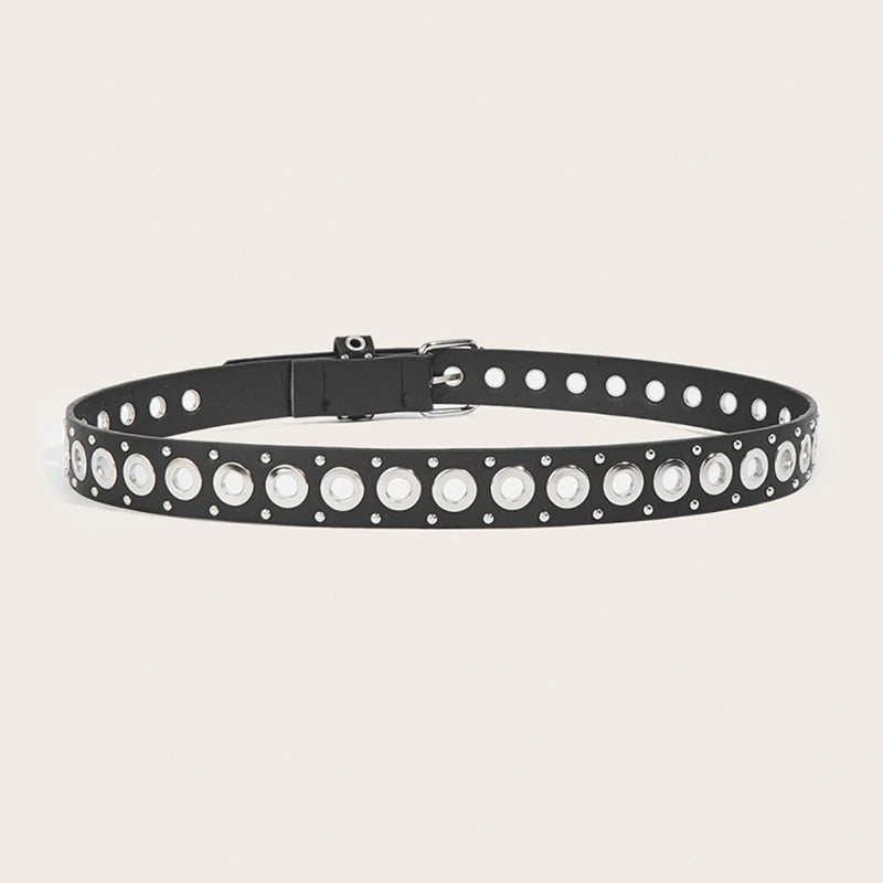 Women's Belt Fashionable Rivet Thin Belt Personalized Needle Buckle Belt Street Trend Punk HipHop Style Belt