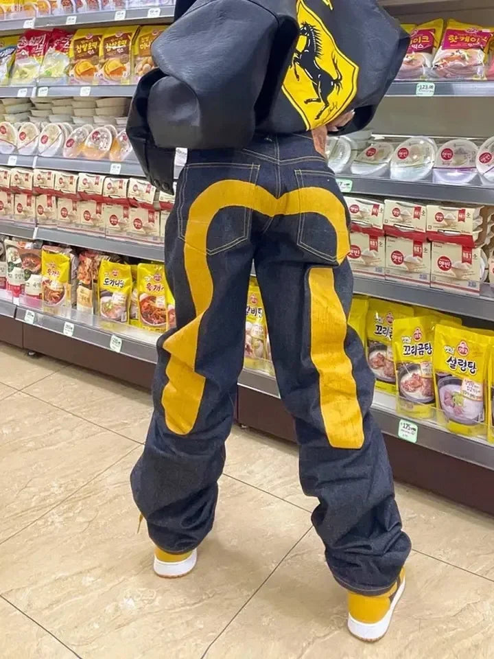 Gothic Retro Streetwear Vintage Print Pants