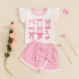 3Pcs Plaid Shirt Denim Overalls Bowtie Set