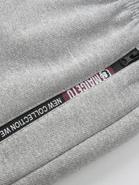 Men's winter sportswear set; warm fleece round neck sweatshirt and men's drawstring sport pants