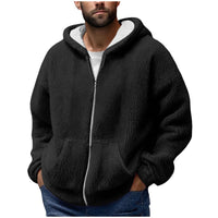 Men's Winter Zipper Hooded Fleece Sweatshirt with Pocket