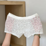 Fashion Underpants Men Boxer Briefs Ice Silk Mesh Thin Lace Shorts Boxers Breathable Summer Underwear for Men Men