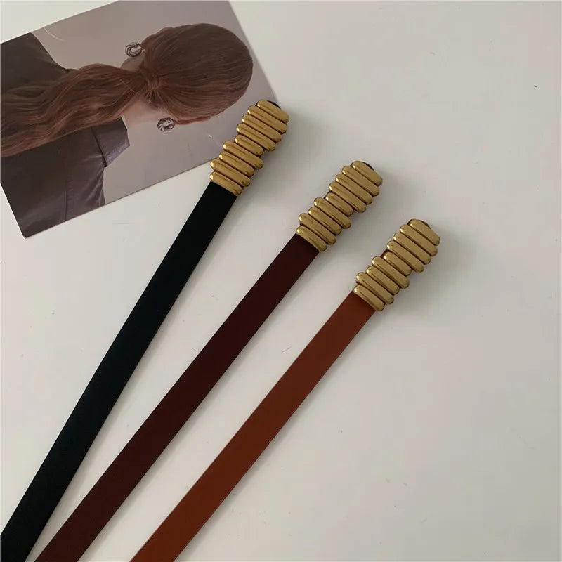 Fashion Female Elastic Belt Thin Waist Strap Circle Belt for Women Skirt Coat Sweater Leather Ladies Band Decoration Accessories