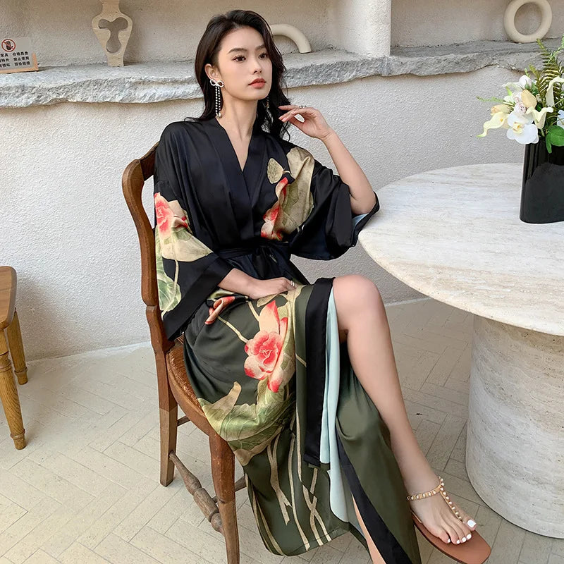 Summer Ice Silk Pajamas Bathrobes