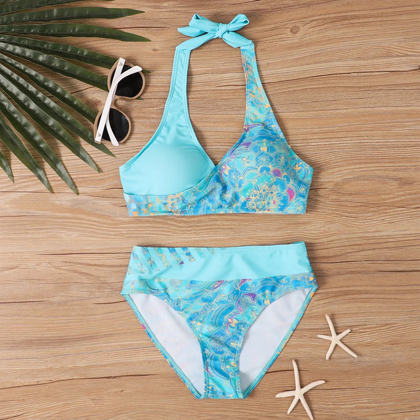 Women's Sport Style Split Printing Bkini