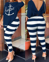 Summer Tie Dye Print Twisted Backless Top & Pants Set