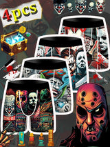 4Pcs Boxer Men's Underwear Soft Sports Breathable Four-season Men's Underwear Trendy Fashion Pop Print Boxer Underwear
