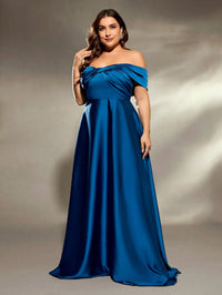 Plus Size Line Irregular Cross Neck Satin Dress