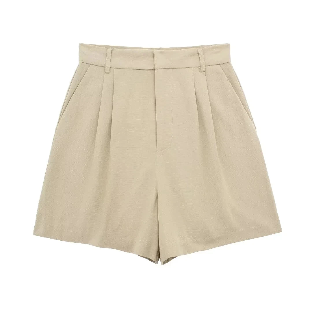 Women V Neck Button Crop Vest Top & Short Set