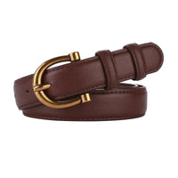 Fashion Women Belt Suede Genuine Leather Skinny Waistband Gold Buckle Wine Red Belts for Jeans Pants Casual